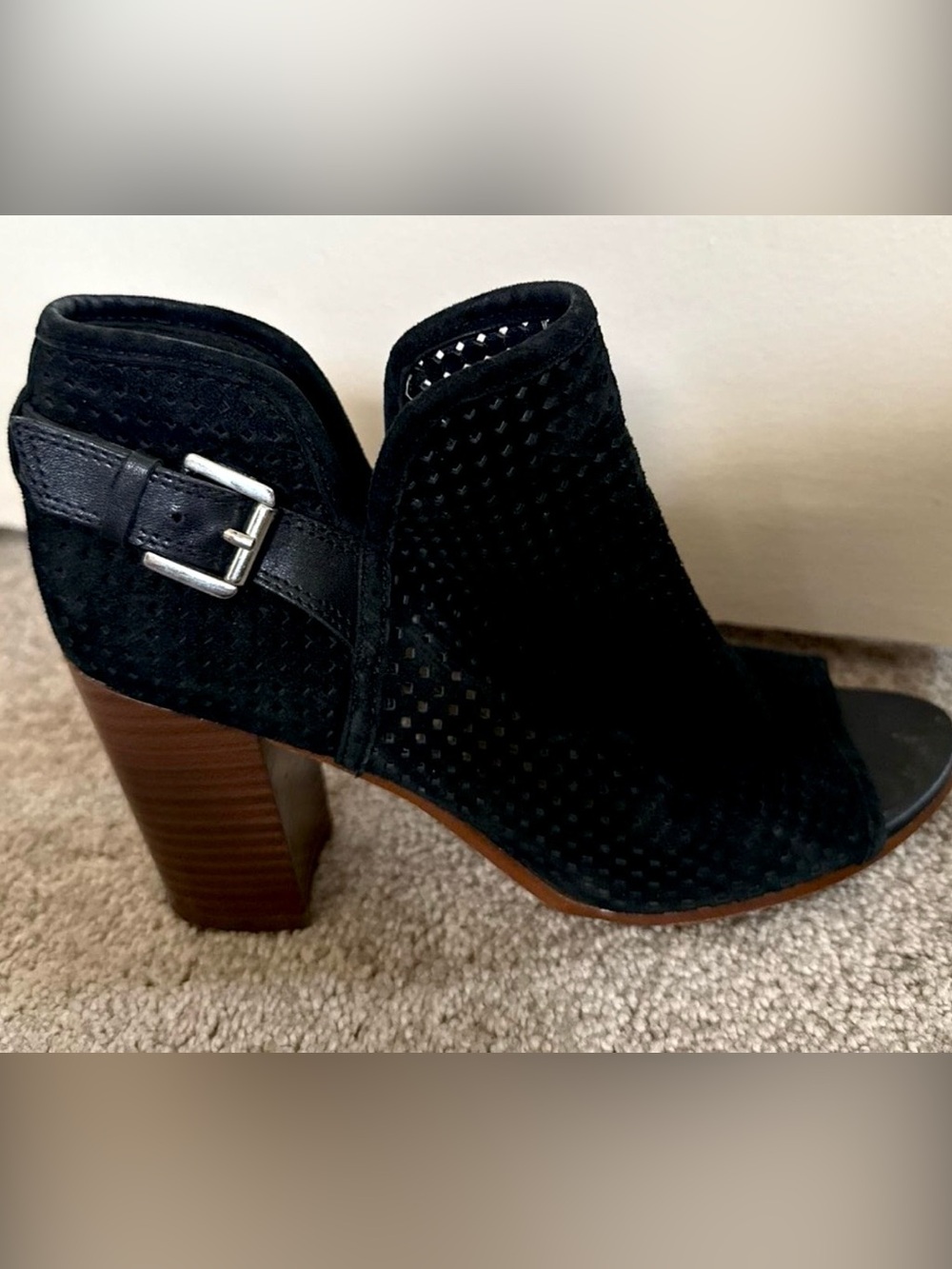 Sam Edelman Black Heeled Boots with Brown Block Heel